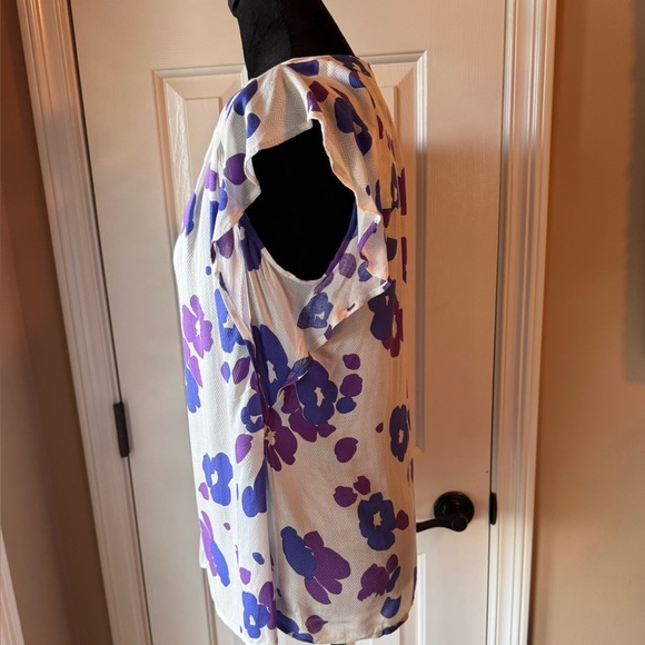 CAbi White and Purple Floral Blouse - Picture 4 of 8